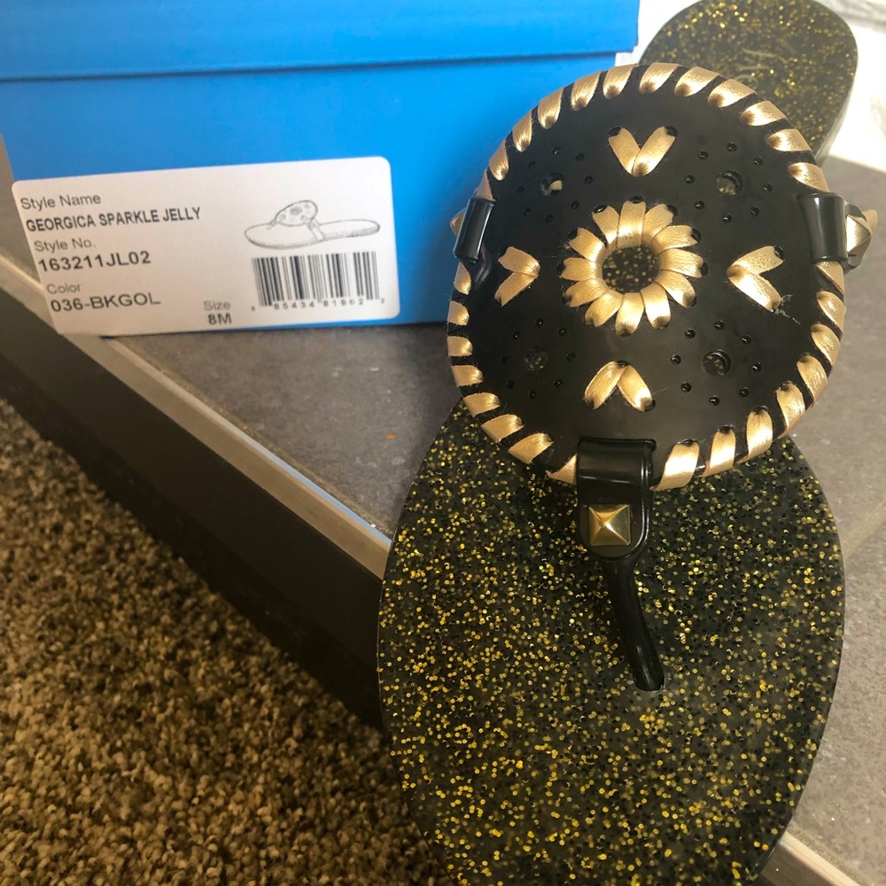 NWT Jack Rogers Georgica Blk Sparkle Jelly Sandal